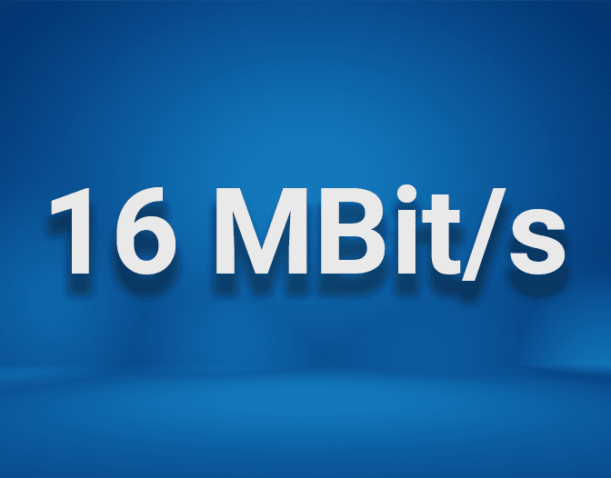 16 Mbit/s. 1&1 DSL za 0,00€ przez 9 miesięcy, od 10 miesiąca 34.99€ miesięcznie. Aktywacja 49,95€ jednorazowo.