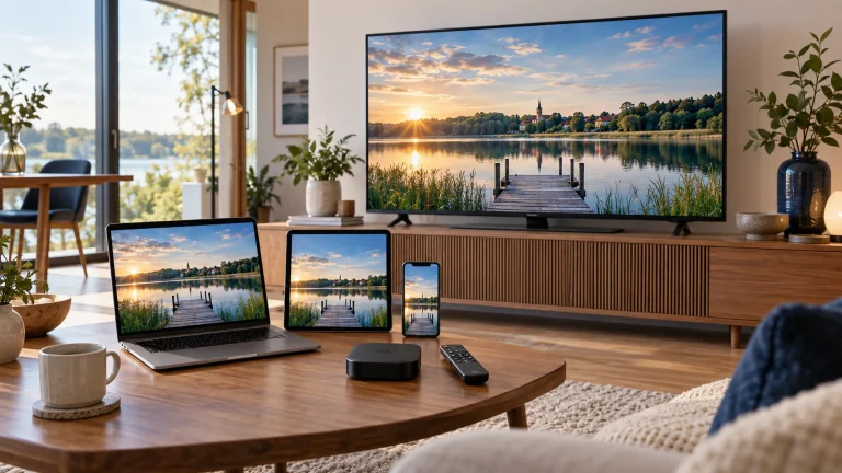 Telewizor, laptop, tablet i telefon jako sposoby oglądania telewizji bez anteny.