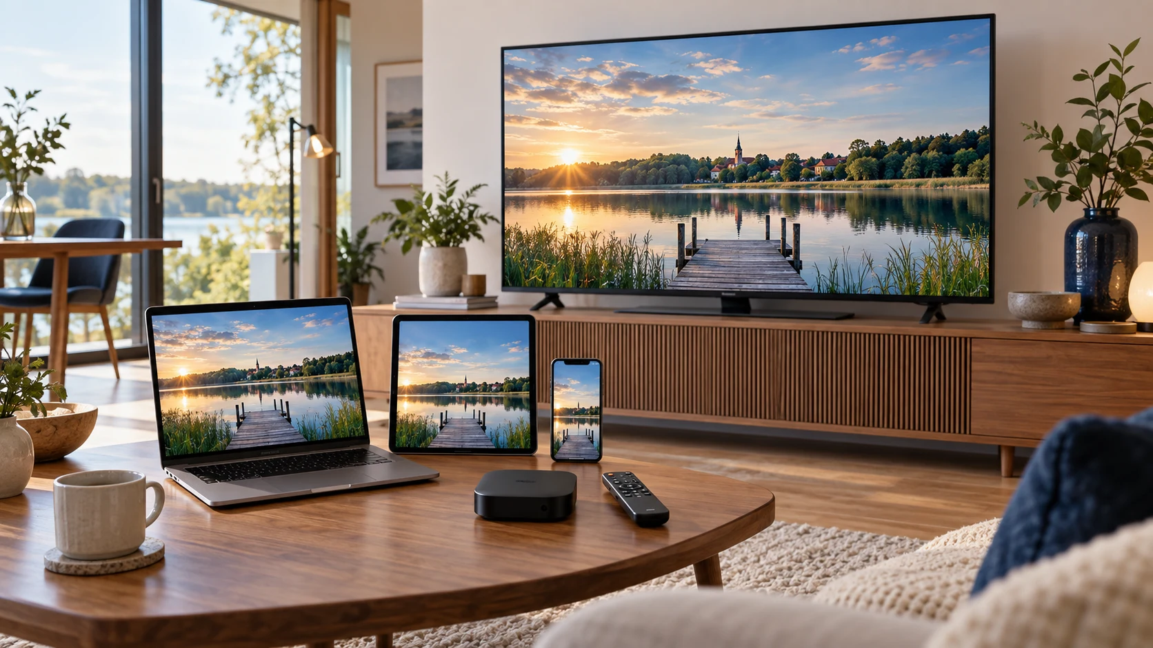 Telewizor, laptop, tablet i telefon jako sposoby oglądania telewizji bez anteny.